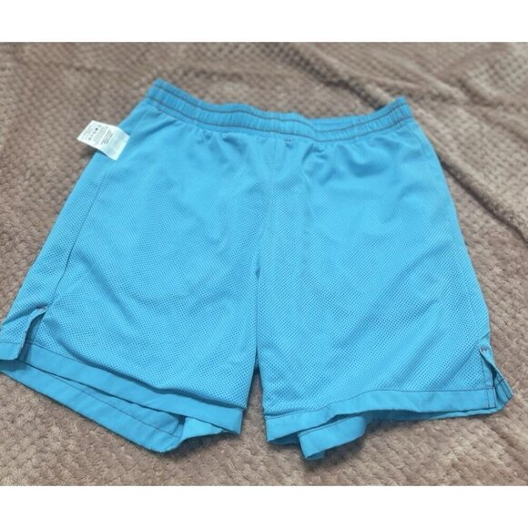 Nike Logo Embroidered  Teal & Dark Orange Woven Sports Shorts Size Medium - Picture 11 of 11